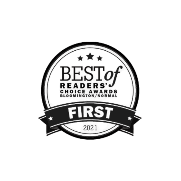 Best of Readers Choice Award Bloomington Normal first place 2021 badge.
