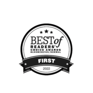 Best of Readers Choice Award Bloomington Normal first place 2022 badge.