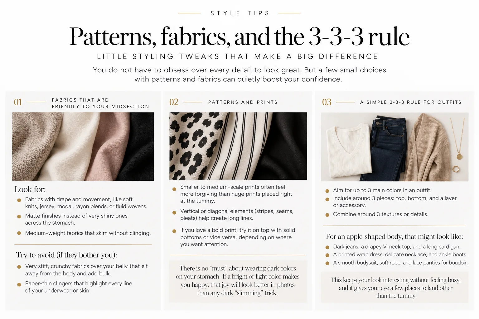 Patterns, fabrics, and the 3-3-3 rule: little styling tweaks that make a big difference